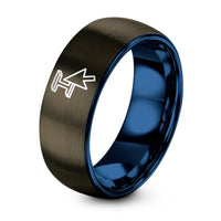 Mom Gifts for Christmas – gunmetal & blue tungsten i-beam cursor ring