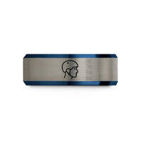 unique presents for mom – black & blue & gray tungsten skate helmet wedding band