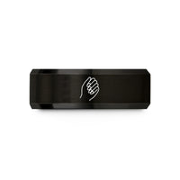 thoughtful presents for mom – black tungsten manicure hand wedding band