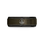 thoughtful presents for women – gunmetal & black tungsten mountain emblem wedding band