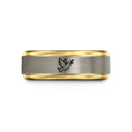 thoughtful presents for mom – black & gold & grey tungsten peace doves wedding band