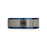 presents for new mothers – black & blue & grey tungsten barcode lines wedding band