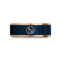 special presents for moms – rose gold & blue tungsten day night wedding band