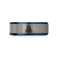 presents for first moms – blue & gray tungsten sagrada famlia wedding band