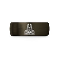 best presents for moms – gunmetal & blue tungsten sagrada famlia wedding band