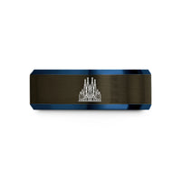 new mom present ideas – gunmetal & blue tungsten sagrada famlia wedding band