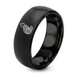 Mom Gifts for Women – black tungsten cat silhouette stippled ring