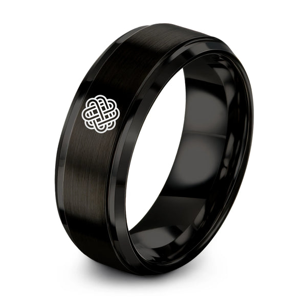 Eternity Knot – Tungsten Wedding Band, 8 mm, Black Comfort-Fit Unisex