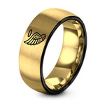 Mom Gifts from Daughters – black & gold tungsten feathered wing ring