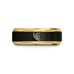 best presents for mom – black & gold tungsten feathered wing wedding band