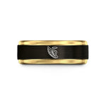 special keepsake for mom – black & gold tungsten feathered wing wedding band