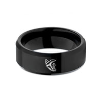special keepsake for mom – black tungsten feathered wing wedding band