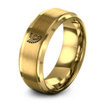 gold tungsten feathered wing ring