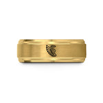 unique presents for mom – gold tungsten feathered wing wedding band