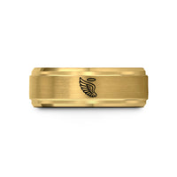 unique presents for mom – gold tungsten feathered wing wedding band