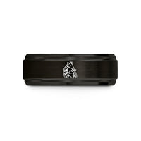 personalized mothers jewelry – black & rose gold tungsten giraffe nuzzle wedding band