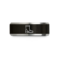 personalized rings for mom – black & silver tungsten motorcycle boots wedding band