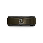 unique presents for mom – gunmetal & black tungsten motorcycle boots wedding band