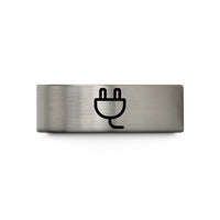 special presents for her – blue & grey tungsten power plug wedding band
