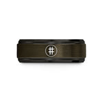 personalized keepsake for mom – gunmetal & black tungsten double sharp circle wedding band