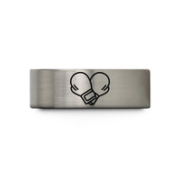 unique present for mom – blue & grey tungsten focus mitts crossed wedding band