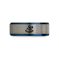 best presents for her – black & blue & silver tungsten sextant icon wedding band