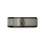 custom rings for women – black & gray tungsten cat bottle wedding band