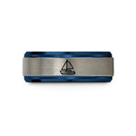 best presents for mom – blue & grey tungsten catamaran wedding band