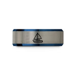 best presents for mom – blue & gray tungsten catamaran wedding band