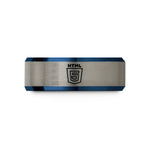 unique presents for her – blue & grey tungsten html wedding band