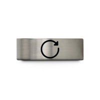 personalized presents for mom – grey tungsten rotate arrow circle wedding band