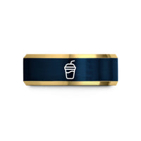 unique presents for mom – gold & blue tungsten smoothie cup wedding band