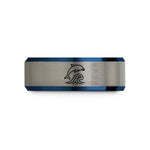 personalized jewelry for mom – black & blue & grey tungsten jumping dolphin wave wedding band