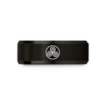 personalized mom jewelry – black tungsten spiral triskelion circle wedding band