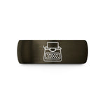special presents for her – gunmetal & black tungsten typewriter wedding band