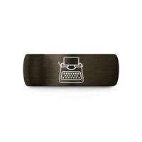 special presents for her – gunmetal & black tungsten typewriter wedding band