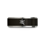 best presents for mom – black & silver tungsten vanilla flower wedding band