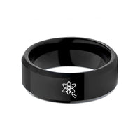 presents for new mom – black tungsten vanilla flower wedding band