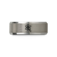 unique present ideas mom – grey tungsten vanilla flower wedding band