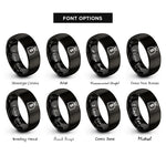 font options for inside engraving on black money bag rings
