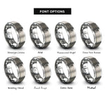 font options for inside engraving on gray money bag rings