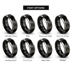 font options for inside engraving on black & silver monitor rings