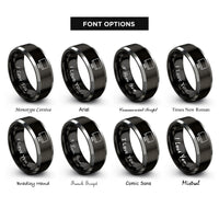 font options for inside engraving on black & silver monitor rings