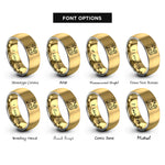font options for inside engraving on gold & gray monkey rings