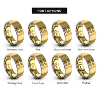 font options for inside engraving on gold & gray monkey rings