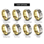 font options for inside engraving on gold & gray monkey rings