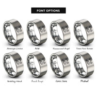 font options for inside engraving on silver monkey rings
