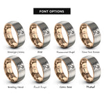 font options for inside engraving on rose gold & gray monkey rings