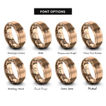 font options for inside engraving on rose gold monkey rings