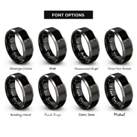 font options for inside engraving on black & gray monopod rings